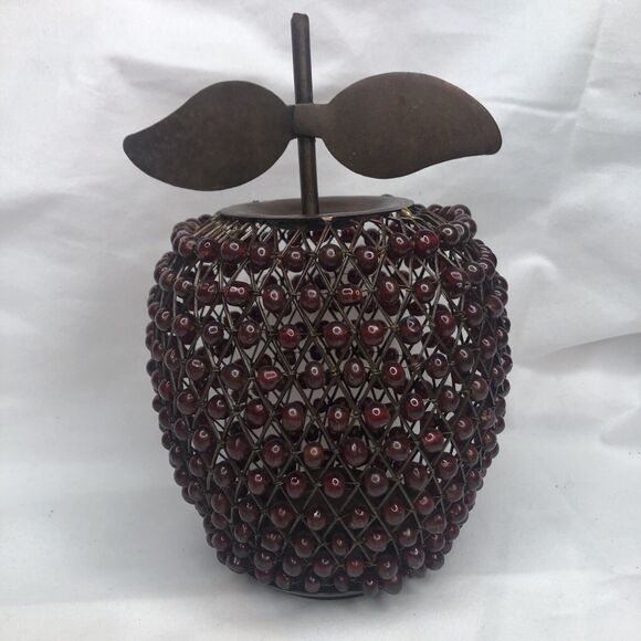 Vintage 8” Decorative Candle Holder Apple Design Candle Light With red Beads - Picture 1 of 9
